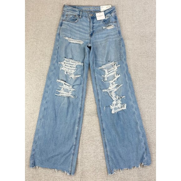 New American Eagle Jeans Women's 2 Dreamy Drape Wide Leg Baggy Super High Rise - Picture 1 of 15
